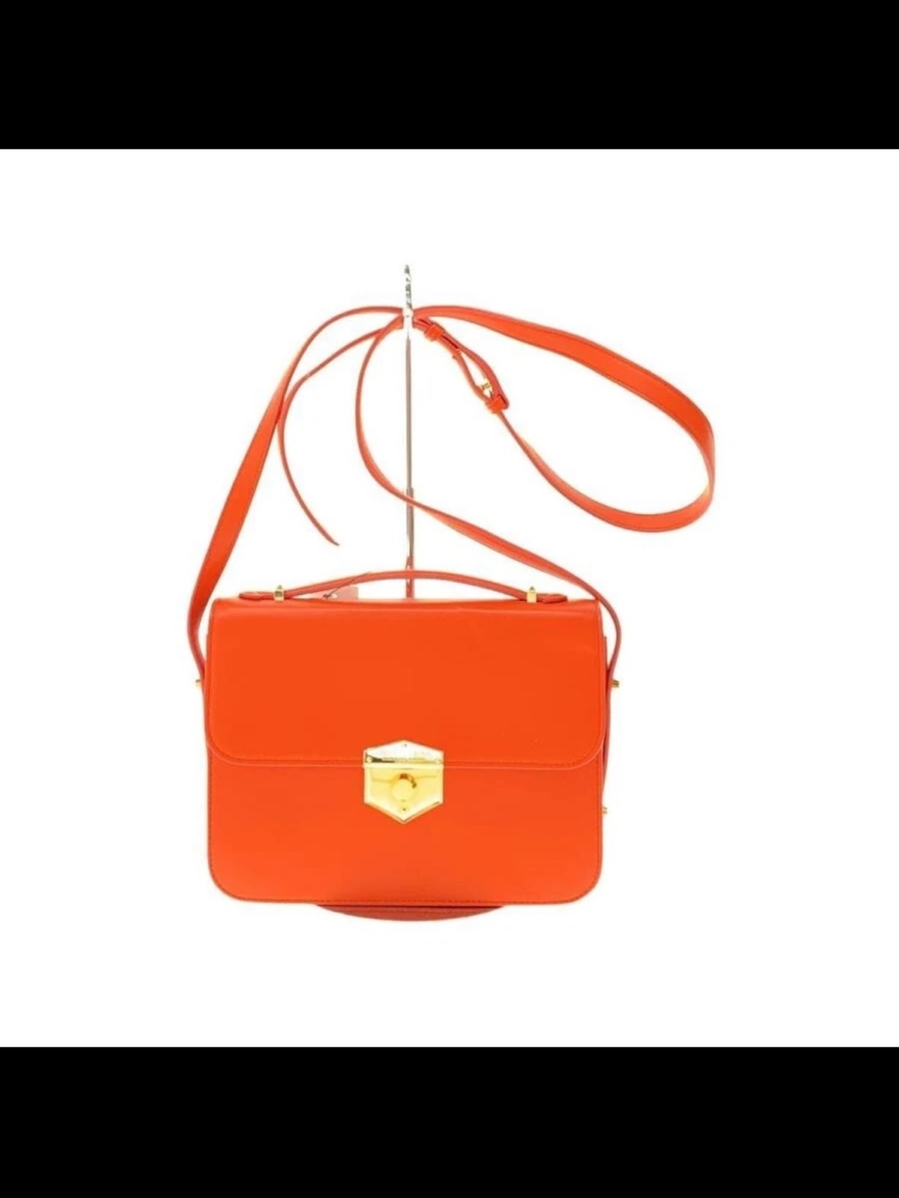 Alexander McQueen Bright Orange Leather Crossbody with Gold Hardware
